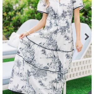 Umgee Black and White Scenic Print Maxi Dress